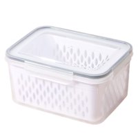 Magideal - Contenedor De Almacenamiento De Alimentos Contenedores De Frutas Y Verduras Que Ahorran Espacio Tapa Hermética Cesta Colador De Frutas Para Refrigerad Gris Grande