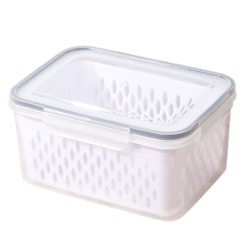 Magideal - Contenedor De Almacenamiento De Alimentos Contenedores De Frutas Y Verduras Que Ahorran Espacio Tapa Hermética Cesta Colador De Frutas Para Refrigerad Gris Grande