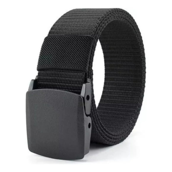 Cinturón Nailon Lona Hebilla Plástico Para Hombre - Negro
