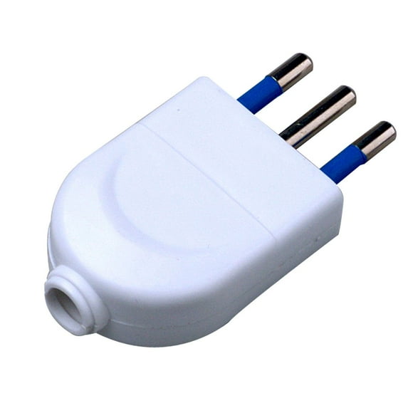 Enchufe Macho Vertical 2P + Tierra 250V 10A 2500 W Blanco