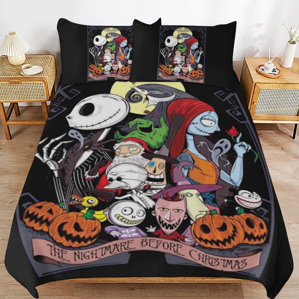 The Nightmare Before Christmas Duvet Cover Set 3 Piece Bedding Set Double Sided Printing Decorative Comforter Cover Set