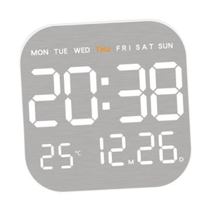 Magideal - Reloj De Pared Digital, Reloj De Mesa, Degreec/ Degreef Conmutable, Moderno, Con Visualización De Semana, Mes Y Fecha, Reloj Despertador Led Para Dormitorio, Aul Concha Blanca