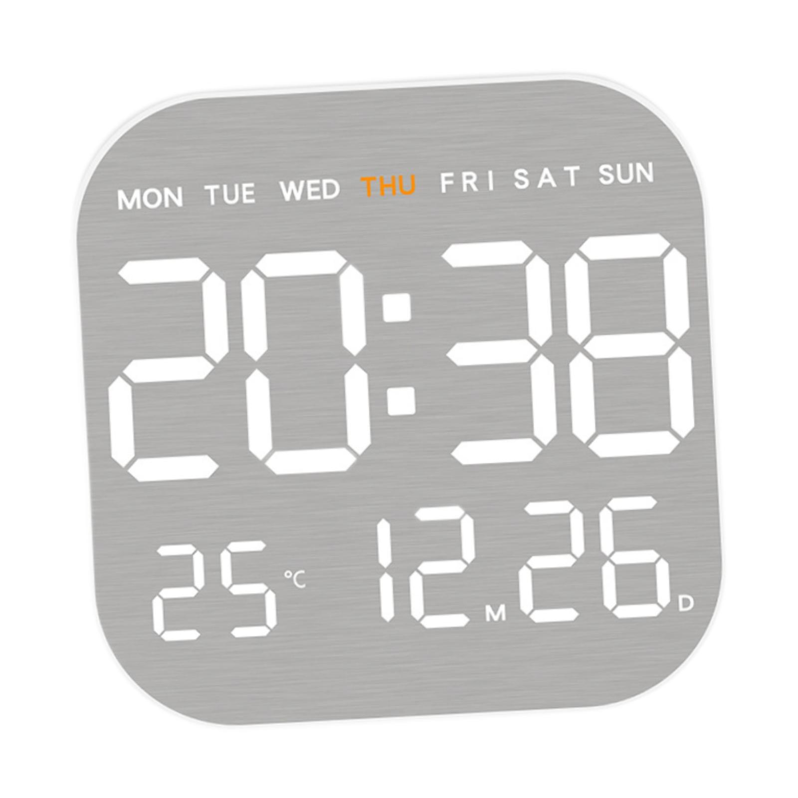 Magideal - Reloj De Pared Digital, Reloj De Mesa, Degreec/ Degreef Conmutable, Moderno, Con Visualización De Semana, Mes Y Fecha, Reloj Despertador Led Para Dormitorio, Aul Concha Blanca