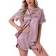 thumbnail image 1 of INSPIRE CHIC Conjunto de Pijama de Satén para Mujer, Manga Corta de Seda, Camisón Abotonado con Ribete en Contraste y Pantalones Cortos para Primavera Verano M Rosa, 1 of 6