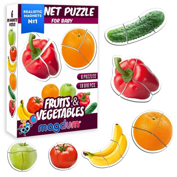 Imán para nevera Magdum 18 piezas – rompecabezas de frutas y verduras