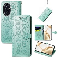 Funda Cartera Foxdock Para Honor 200 Pro , Flip Pu Con Relieve De Gatos Y Perros, Tarjetero Y Soporte