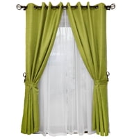 Mallorca - Set De Cortinas Rústica Con Argollas 8 Piezas Pistacho