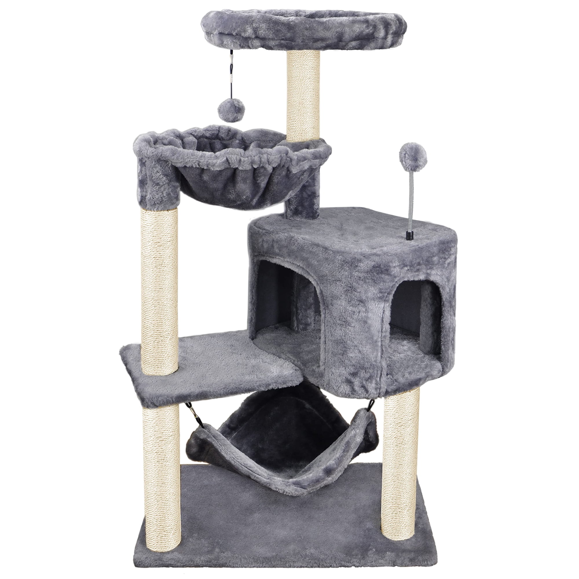 Cat Tree Yunique Con Condominio Para Gatos, Hamaca Grande Y Cama Colgante