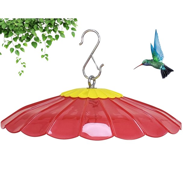 Alimentador de colibrí andergi cubierta de lluvia de 34 cm con protección contra ardillas