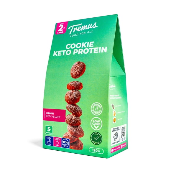 Cookie Keto Protein Limón y Red Velvet, 120 gr, Marca Tremus