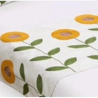 Genérico - Piecera Bordada + 2 Fundas De Cojín Diseño Floral 8 Color Blanco