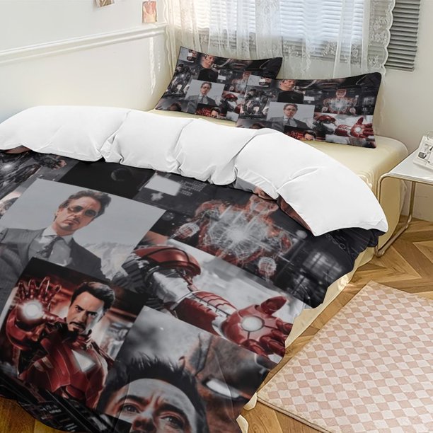 Robert Downey Jr Family Bed 3 Piece Set Personalized Bedding Decor for Kids And Teens Anime Student Dormitory Cover