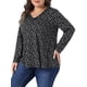 thumbnail image 4 of Agnes Orinda Trajes de Halloween para Mujeres Tallas Grandes Escuela Universidad Tops Florales Cuello en V Camiseta de Manga Larga Blusas con Volantes 1X Negro Blanco, 4 of 6