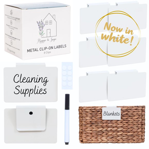 Etiquetas metálicas con clip Hygge & Sage – paquete de 8