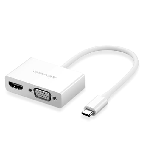 Ugreen - Convertidor De Video Usb-C M / (Hdmi 1.4B 3D 4K/30Hz H)/ Vga H 1920X1200P/60Hz Blanco Mm123