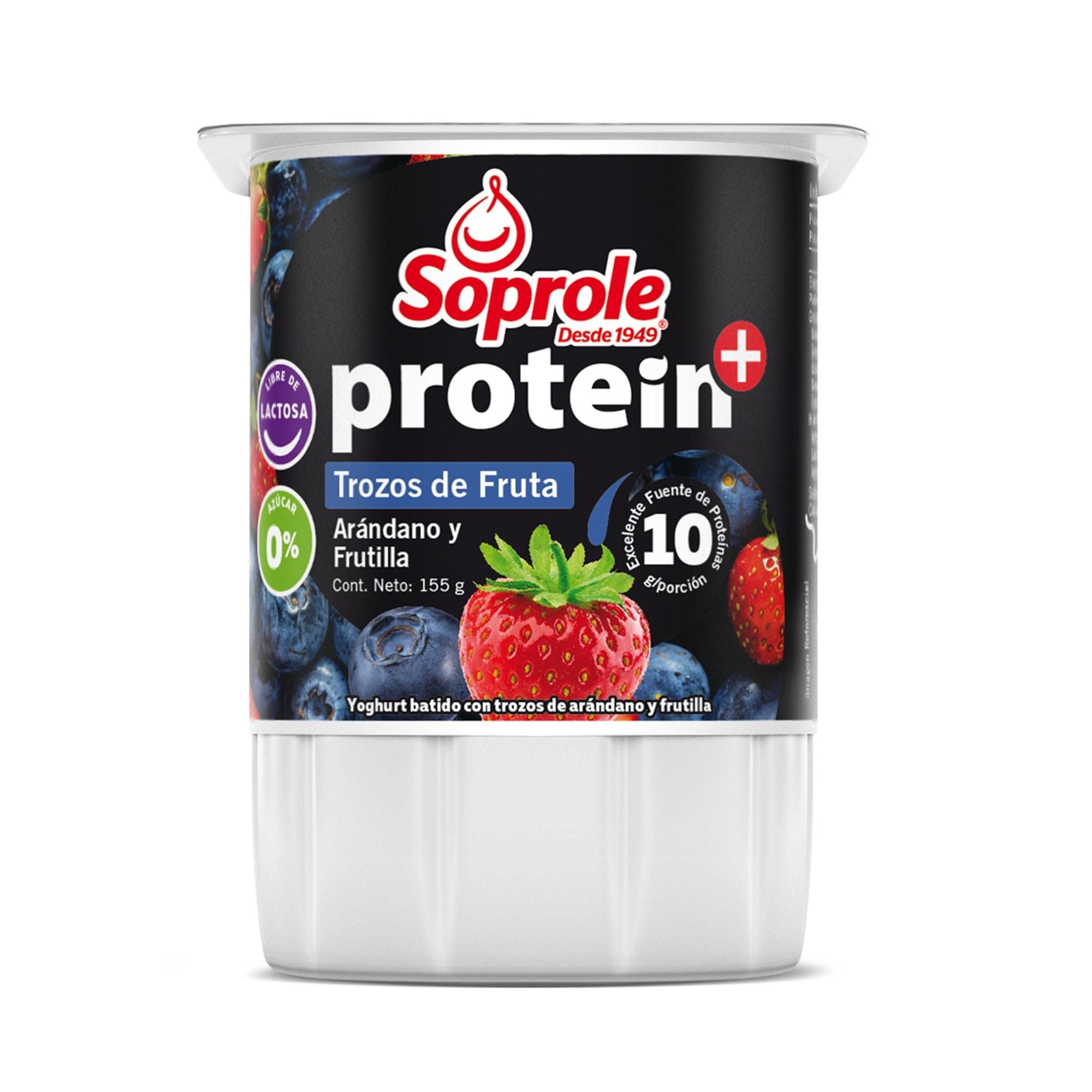 Yoghurt Protein Con Trozos Sabor Arándano Y Frutilla Pote 155 g Soprole