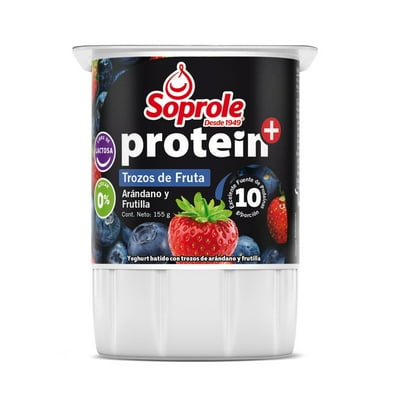 Yoghurt Protein Con Trozos Sabor Arándano Y Frutilla Pote 155 G Soprole
