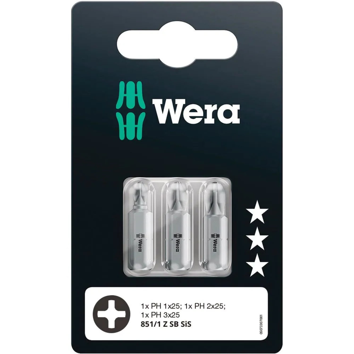 Wera - Set 3 Puntas Phillips Ph1 / Ph2 / Ph3 X 25 Mm