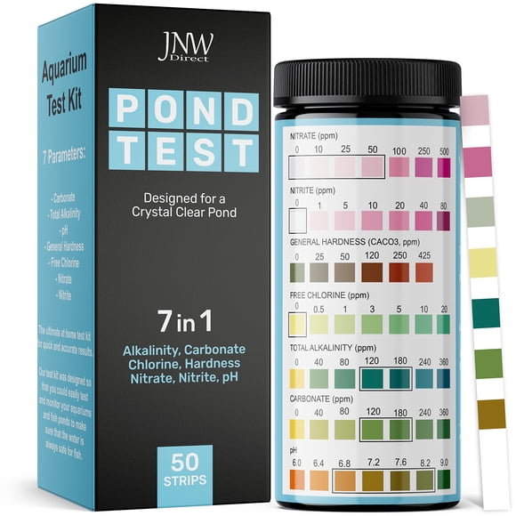 Kit de Prueba de Agua para Estanque JNW Direct 7 en 1 con 50 Tiras Reactivas