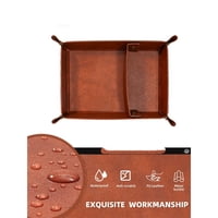 Xusx111 - Organizador De Almacenamiento De Escritorio De Bandeja De Valet - Soporte De Caddy De Bandeja De Vanidad De Cuero Premium De Pu Para El Mando Remoto, Las Llaves, El Teléfono, La Cartera, La