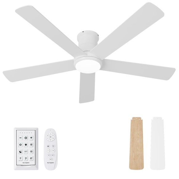 Ventilador de techo Autoday 132 cm blanco con control remoto y luz