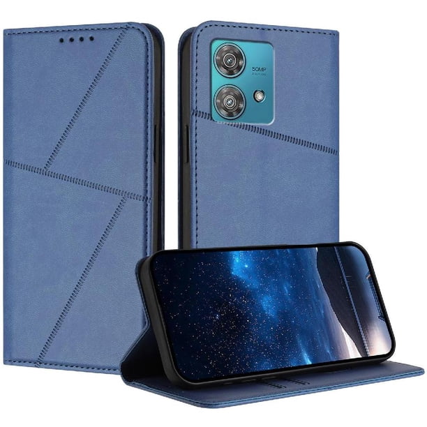 Funda Cartera Magnética para Motorola Edge 40 NEO 5G Protección Antichoque con Ranuras Azul