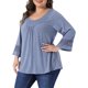 thumbnail image 4 of Agnes Orinda Blusas Casuales de Talla Grande para Mujer con Mangas Largas, Panel de Crochet, Diseño Hueco y Plisado, Túnica 1X Gris Azul, 4 of 6