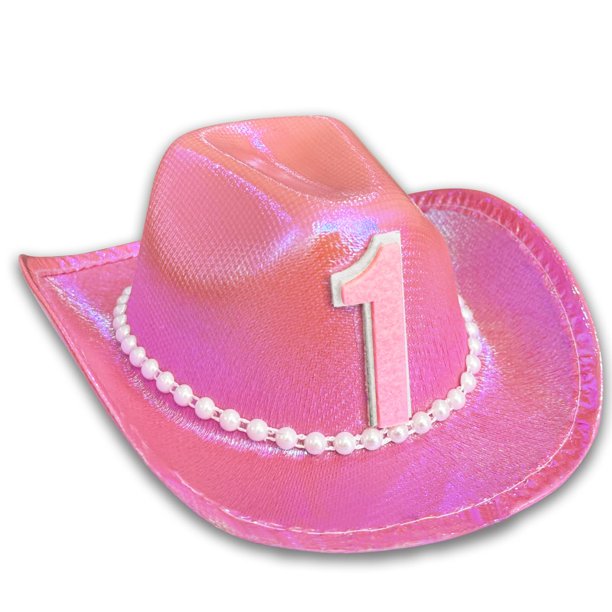 Sombrero para decoración de fiesta, primer cumpleaños, sombrero de vaquero rosa para niñas