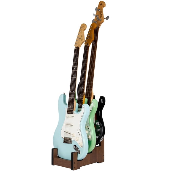 Soporte para guitarra EAMC XHXX de 3 soportes, madera color nogal