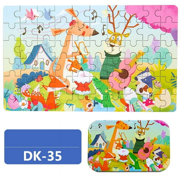 60pcs Jigsaw Puzzle Cartoon Animal Vehicle Games Baby Educational Toys, For Kids Christmas Gifts
