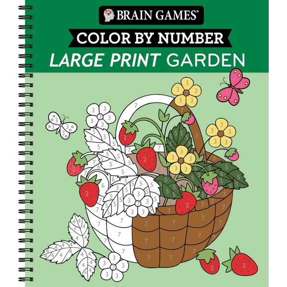 Juegos Mentales Colorea por Números con Letra Grande: Jardín