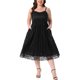 thumbnail image 1 of Agnes Orinda Vestido de Mujer Talla Grande para Escuela, Universidad, Pascua, Boda, Encaje Floral, Tirantes, Cremallera Trasera, Superposición, Swing, Formal, Vestidos de Noche, 3X Negro, 1 of 6