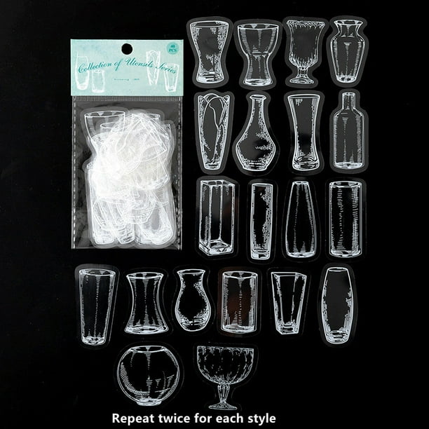 40pcs/pack Retro Glass Bottle Decorative Stickers for DIY Scrapbooking and Journaling