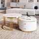 thumbnail image 3 of Modern 2 Pieces White Round Nesting Coffee Table with Drawers in 27.6'', 3 of 3