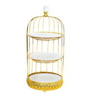 Bothyi - Soporte De Metal Para Postres Y Pasteles, Jaula Para Pájaros, Centro De Mesa, Boda, Hogar, Tres Capas