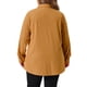 thumbnail image 3 of Agnes Orinda Camisas de Pana para Mujer de Talla Grande con Botones y Bolsillo, Chaqueta Larga de Manga Larga 1X Amarillo Marrón, 3 of 6