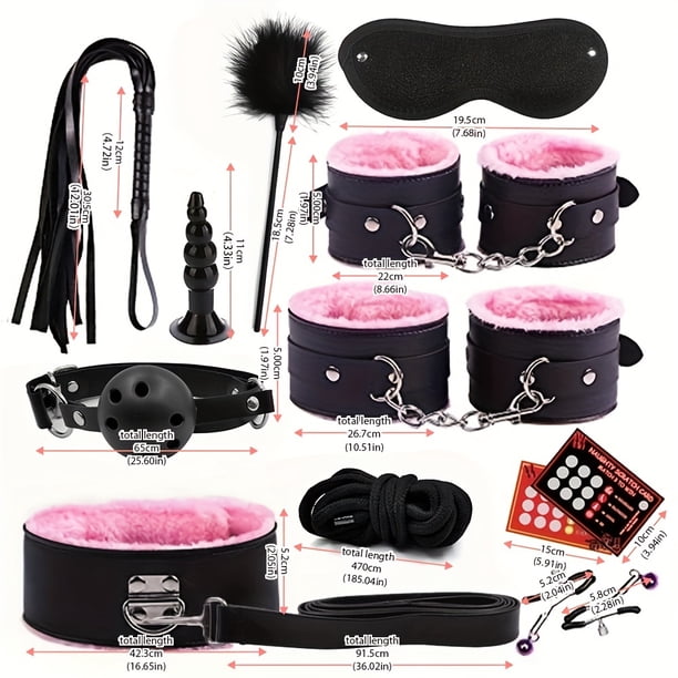 Adult BDSM Kit for Women - Handcuffs, Anal Plug, Vibrator - Sexy Toys for Erotic Sessions