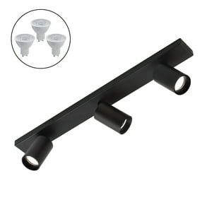 Megabright - Foco Spotlight Negro 3X Con Ampolleta 5,5 W Gu-10 Neutro M