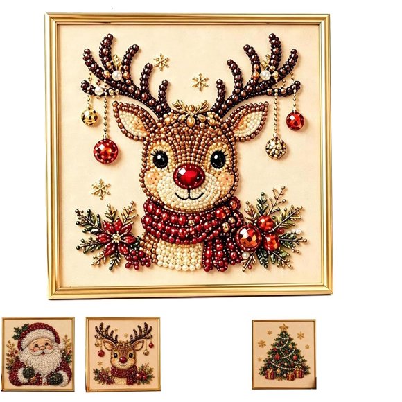 Kit de Arte Bicotand Pearl Diamond Painting Navidad con Marco