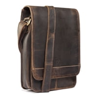 Bolso Bandolera De Cuero Natural, Café Oscuro Vintage. Franz Mossi