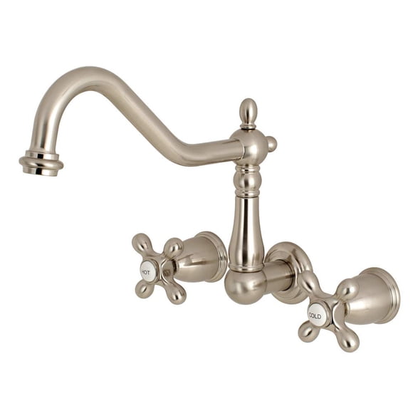 Grifo romano para bañera Kingston Brass Heritage de montaje en pared, níquel cepillado
