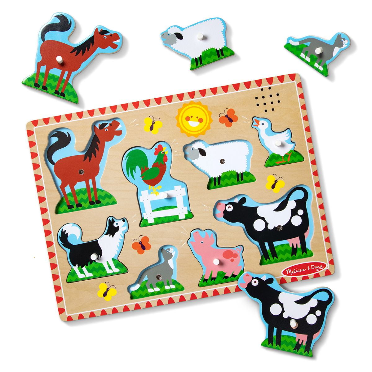 Puzzle Encaje De Madera La Granja Con Sonido Melissa And Doug - Animales De Granja