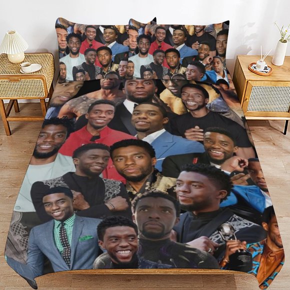 Chadwick Boseman Bedding Sets Ultra Soft Skin-Friendly Duvet Cover 3 Piece, Cute Comforter Cover Bed Set for Boys Girls Kids