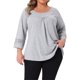 thumbnail image 1 of Agnes Orinda Blusas Casuales de Túnica con Panel de Crochet de Manga Larga para Mujer de Talla Grande, con Pliegues y Detalles Huecos, 2X Gris, 1 of 6