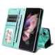 thumbnail image 3 of Funda tipo cartera FOXDOCK para Samsung Galaxy Z Fold 3 , diseño girasol en relieve, cuero PU, cierre magnético, soporte y tarjetero, 3 of 5