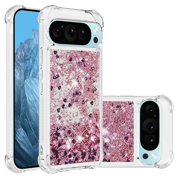 FOXDOCK Funda Glitter Líquida para Google Pixel 10 con Anillo Brillante, TPU Antichoques y Esquinas Reforzadas, Soporte