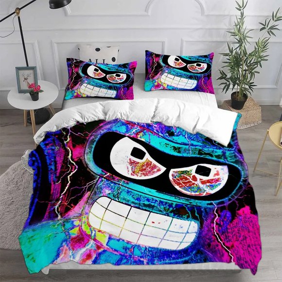 Cartoon Futuramas Bender Bedding Set Boys Girls Duvet Cover Pillowcase Bed Kids Adult Fashion Home Textileextile