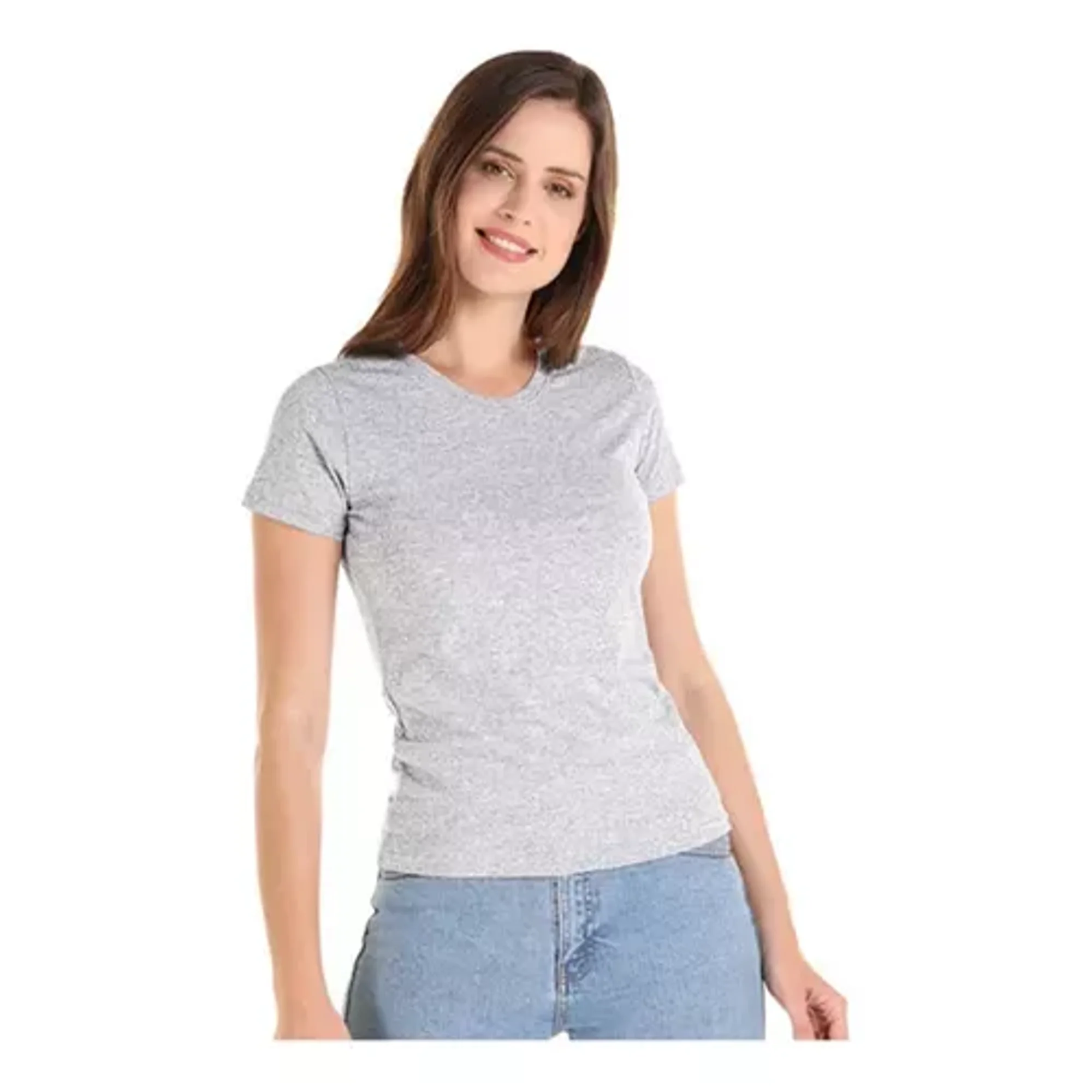 Creaprint - Polera Algodon Mc Mujer Gris Talla S