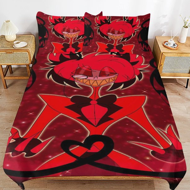 Hazbin Hotel Helluva Boss Bedding Set Duvet Cover Comfortable and Lightweight Cartoon Bedding 3 Piece Bed Set