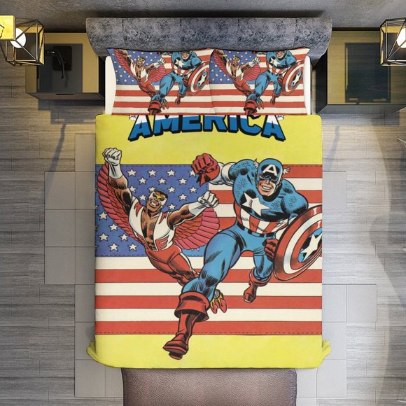 Captain America And The Falcon Comforter Set for Kids Boys Teen Men Tween 3D Lightweight Microfiber Bedding Sets